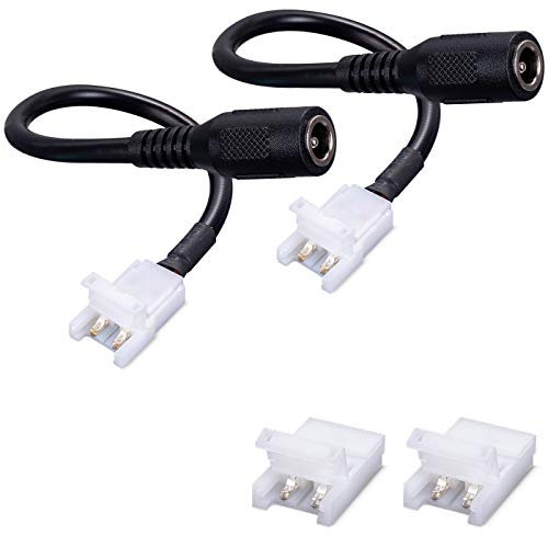 JAUHOFOGEI DC Connettore 2 Pin tra Striscia LED e Adattatore Alimentazione LED Dimmer Controller DC Interruttore per Luci di Striscia LED 2835 12V 24V da 10mm di Larghezza, Max Amp 5A, 5521, 2 Pezzi