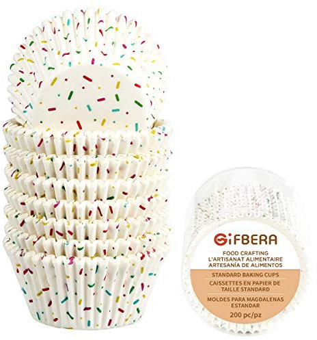 Gifbera Paper Cupcake Cases 200Pcs Muffin Cases for Baking Cup Cake Cases for Baking Cups Bun Cases Greaseproof Cupcake Cups Cupcake Liner for Birthdays, Parties, Coronation, Weddings Decorations