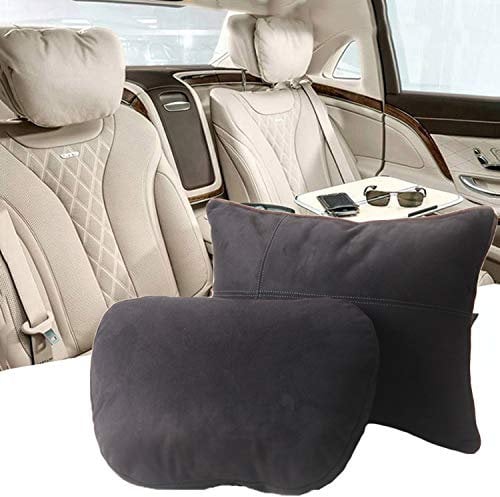 Kwak's Kopfstütze Taille Kissen Set, Maybach Design S-Klasse Super Soft Auto Kopfstütze Kissen Lordosenstütze Fraud Suede Abdeckung PP Baumwolle Füllung Kissen(schwarz)