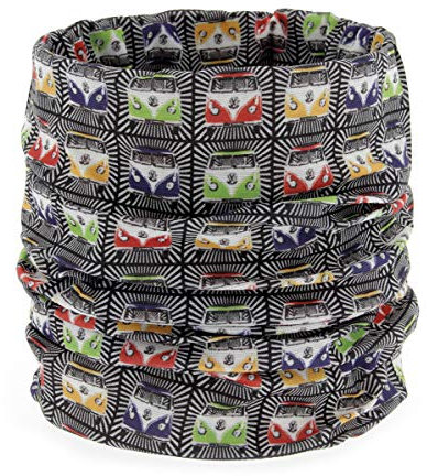 BRISA VW Collection - Volkswagen Unisex Schlauchschal-Bandana-Halstuch-Multifunktion-Mund-Nase-Schutz T1 Bulli Bus (Bunter Farbenmix)