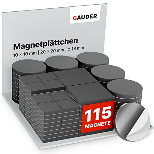 GAUDER Magnetplättchen selbstklebend | Selbstklebende Magnete | Klebemagnete für Fotos & mehr | Magnete zum Aufkleben