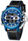MEGALITH Herrenuhr Militär Digitaluhr Sportlich LED Groß Zifferblatt Uhren fur Männer Digital Analog Leder Armbanduhr Herren Wasserdicht Stoppuhr Wecker Kalender - Blau Schwarz