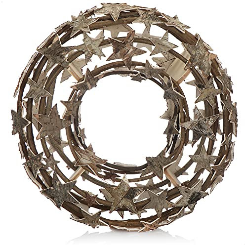 com-four® Rebenkranz mit Sternen - Deko-Tischkranz aus Zweigen - natürlicher Türkranz zum selber Schmücken - DIY Naturkranz als Tischdeko, Fensterschmuck, Türhänger (1 Stück - Ø 40cm braun Sterne)
