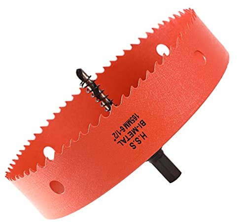 Dribotway Bi-Metall Lochsäge 6-1/2 165mm,M42 HSS Schneller Lochschneider,mit 1 Schaft und 1 Bohrer,Für Trockenbaumaterialien, Holz, Kunststoffe und Metalle, Schnitttiefe