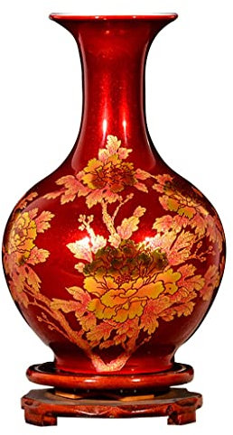 GMTstore Retro Porzellanvase Keramik Blumenvase Für Wohnkultur Chinesische Keramik Mini Vase Antike Dekorative Vase Tischdekoration Vase (Color : Red, Size : 14x22cm)
