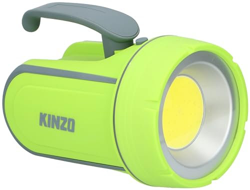 Kinzo Taschenlampe COB 3W – LED Taschenlampe 300 Lumen - Taschenlampe Kinder mit 200M Reichweite – Gummigehäuse - Gelb