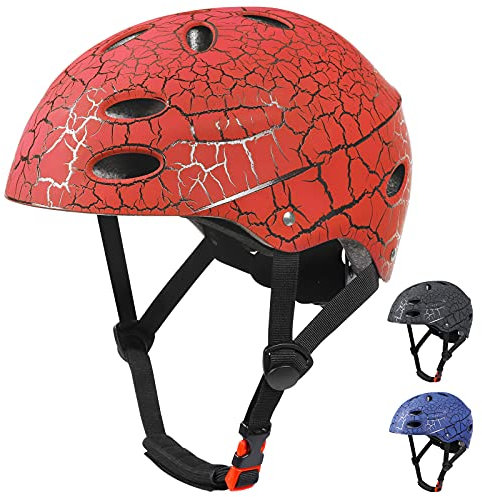 Kids Bike Helmet, Crash Style Boys and Girls Helmet, Adjustable Breathable ABS Hard Shell Skateboard Helmet for 5-14 Ages Children and Teens, Scooter Helmet for BMX Cycling, Biking,Inline Skating
