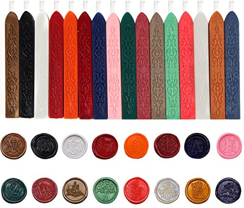 Siegelwachs Sticks Hillylolly bunt Siegelstempel Personalisiert, Wachssiegel Stempel mit Docht, 16 Farben Siegellack für Briefmarken, Hochzeitseinladungen, Sammelalben, Umschläge 9 * 1.1cm (C)