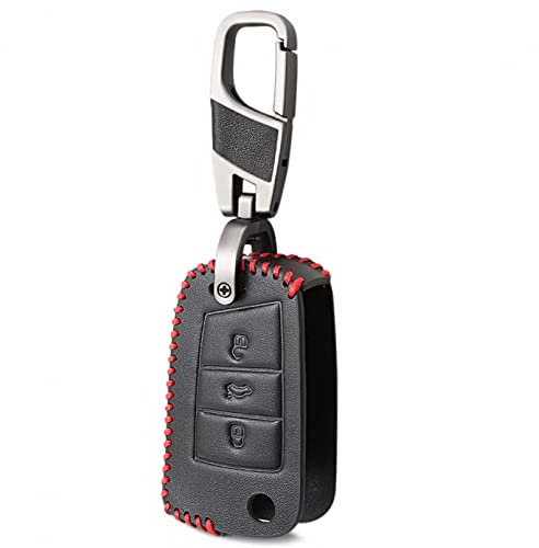 Étui de Protection de clé à Distance de Voiture en Cuir Porte-clés pour VW pour Volkswagen MK7 GTI 7 Golf 7 Golf R pour Skoda Octavia Kodiaq Karoq pour Seat Ateca Leon