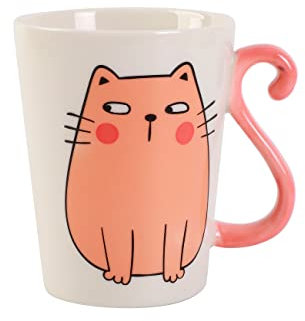 I-TOTAL® - Taza de cerámica con forma de gato, taza para té y café, 11,5 x 10 x 8,5 cm, de cerámica rosa