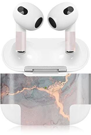 Finest Folia Aufkleber Set kompatibel mit Apple AirPod 3 kabellose Bluetooth Kopfhörer und Ladecase Vinyl Folie Skin Design Cover passgenau R189 (3. Generation, 20 bunter Marmor)