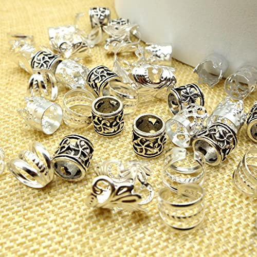 Silberfarbener Haarschmuck für Zöpfe, Schmuck für Haarschmuck, Haarmanschetten für Zöpfe, Dreadlock-Perlen für Damen, 100 Stück