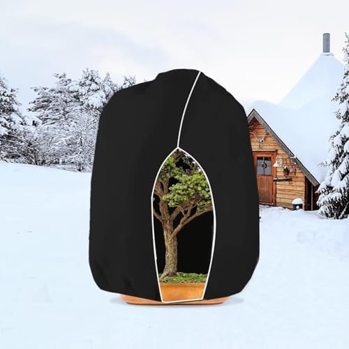 WEALSFUN Winterschutz für Pflanzen, 190x220cm Winterschutz Kübelpflanzensack Schutzhülle für Pflanzen als Baum Palmen Balkonpflanzen haube Zelt Atmungsaktiv - Reißfest,Schwarz