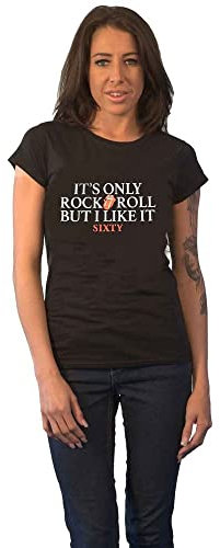 Rolling Stones The T Shirt Sixty Its only Rock N Roll Official Womens Skinny Fit L Black
