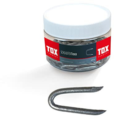 TOX Lazos de alambre para vallas, grapas de acero para la fijación de alambre, en forma de U, galvanizadas en caliente, 2,0 x 20 mm, 1 lata, 400 g (440 uds.), 063260101