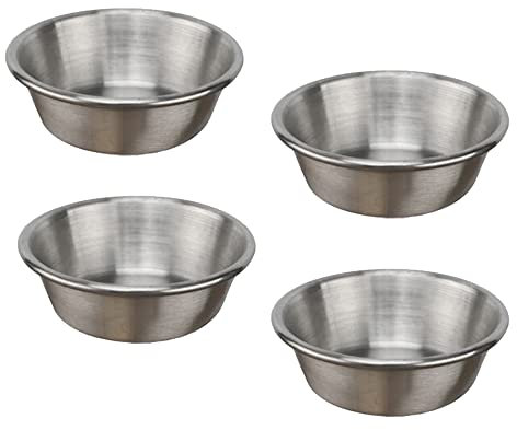 Mini piatto per salsa da immersione in acciaio inossidabile, piattini singoli per salsa, piccoli ramekins in metallo, piatti per salsa di soia per salsa di sushi contorno, confezione da 4 pezzi
