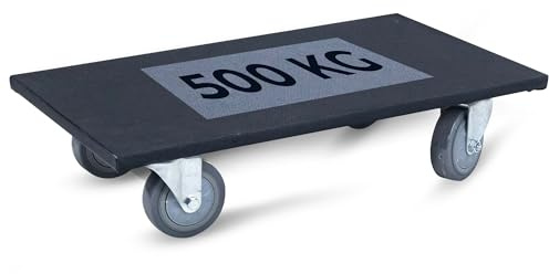 Horison Industries Heavy Duty Moving Dolly Trolley on Wheels, 600x350x140mm | with Non-slip Black Fabric Coating, Wooden Dolly for Appliance Movers and Furniture, for Heavy Objects, 500Kg Load Capacity