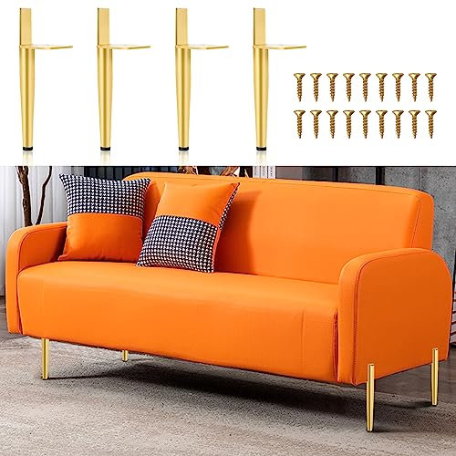 Joparri 8X Möbelfüße Metall Gold 13cm, Möbelfüsse, DIY Möbel Füße Tischbeine Schrankfüße, mit Gummifüßen, Tragfähigkeit 600kg Bett für Stühle, Schrank und Sofa, andere Möbelbeine