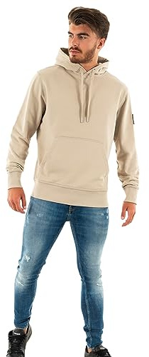 Calvin Klein Herren Hoodie Badge mit Kapuze, Beige (Plaza Taupe) ,XXL