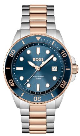 BOSS Analog Quarzuhr für Herren Kollektion ACE mit Zweifarbiges Edelstahlarmband - 1514012