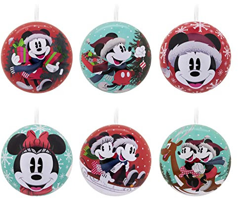 Hallmark Disney Mickey Mouse und Disney Minnie Maus Blechkugel Weihnachtsschmuck Set von 12