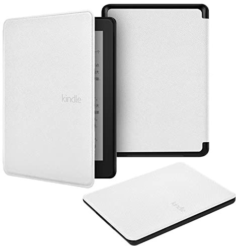 BYCeKe for 6 Kindle 11th Generation Case 2024/2022 (Model: RS23CV / C2V2L3) Slim PU Leather Shell Lightweight Smart Cover for 6 inch Kindle 2022 Case with Hand Strap Auto Wake/sleep,White