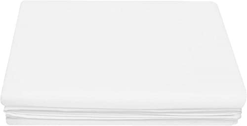 Ocean Nights Luxury Polycotton Flat Sheet Non-Iron Percale Blend Breathable Bed Sheets Single Double King Super King (White, Single)