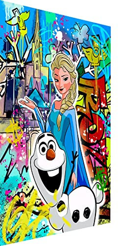 Magic Canvas Art La Reine des Neiges ELSA Olaf Pop Art Impression sur toile 1 pièce Impression murale de qualité supérieure – B8445 Matériau : verre acrylique, dimensions : 40 x 30 cm
