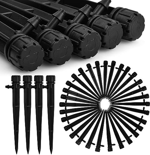 Wisebom 50 Piezas Gotero de Riego, Kit de Riego por Goteo con Ajustable Boquilla para 4/7mm Tubos, 360° Goteo Regulable de Riego Sistema Gotero Automatico para Jardín, Césped, Terraza