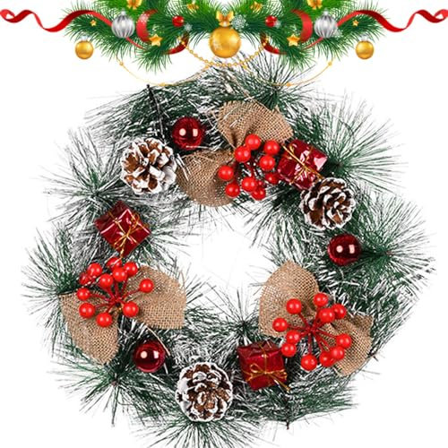 30cm Weihnachtsdeko Kranz Tür,Türkranz Haustür Außen Weihnachten,Weihnachtskranz,Tannengirlande Weihnachten,Weihnachten Girlande,Weihnachtsdeko Kranz,Künstlicher Kranz Weihnachten (F)