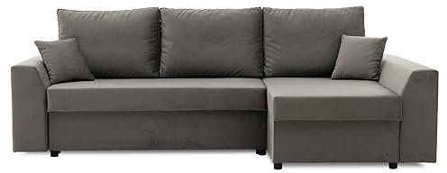Eckcouch Paul 2 PRO mit Bettkasten! Best! Wohnzimmer möbel mit schlaffunktion. Polstermöbel, bequem schlafcouch, Stoff Kronos, Eckseite: RECHTS (Kronos 15 (Rechts))
