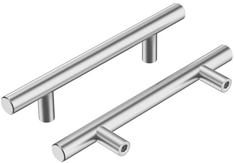 Qobobo Schrankgriffe Edelstahl Silber 10 Stück Schrankgriff Schranktürgriffe Küchengriffe Lochabstand 128mm Schubladengriffe Lochabstand Möbelgriffe Griff Möbel 128 * 200 * 32mm