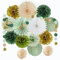 Party Deko Salbeigrün Geburtstag Deko Frau Olivgrün Salbeigrün Gold Seidenpapier Pom Poms Papierfächer Kreis Punkte Hängende Schnur Girlande für Hochzeit Babyparty Party Deko
