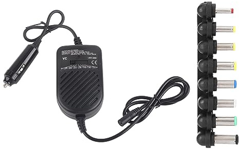 LenTLy 80W DC-Autoladegerät-Adapter, Universelles Laptop-Autoladegerät mit Einstellbarer Ausgangsspannung, Power-LED-Monitor und 8 Austauschbare Spitzen für Laptop-Notebook