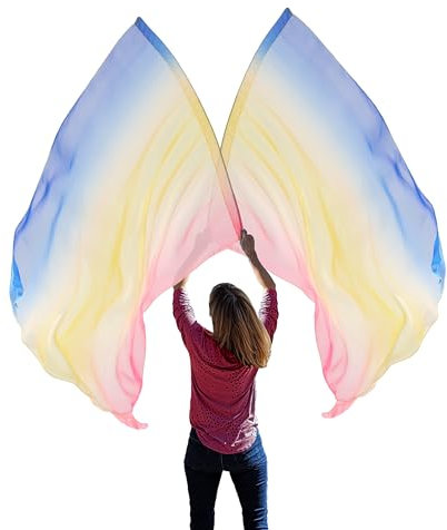 Wuchieal Anbetungsflaggen mit Stangen, drehender Schleier, Schal, Poi-Band, Outdoor-Anbetungsflaggen für Kirche, 1# Rot/Gelb/Blau