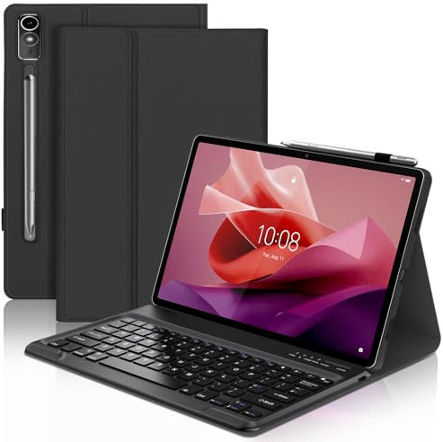 Keyboard Case for Lenovo Tab P12 12.7, Magnetically Detachable Wireless Bluetooth Keyboard with Slim Protective Cover for Lenovo Tab P12 12.7 Inch 2023 Tablet, Black
