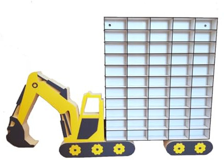 Need Sleep Sammelvitrine und Koffer für Kleinwagen für Kinder – Hängevitrine zur Wandmontage – Praktische Ablage für Spielzeugautos – 90x60 cm – für 55 Figuren