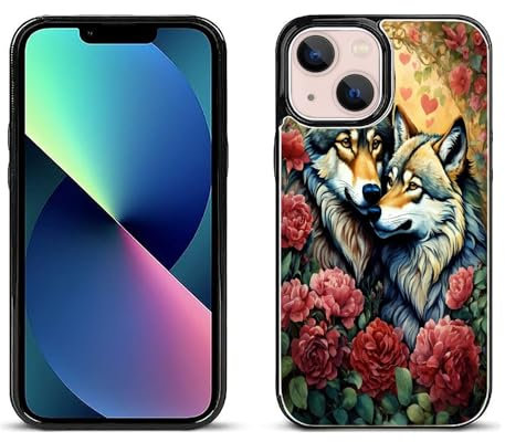 Xioolia Card Phone Case for iPhone 15 14 12 13 11 7 8 6s 6 Pro Max Plus mini XR X XS Max SE with Loving Wolf-Art cc4 Kickstand Multiple Card Slots