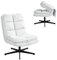 MEUBLE COSY Sessel 360° Drehbar Einzelsofa Faltbar Loungesessel Relaxsessel mit Armlehne Design Drehsessel, Metallbeine, für Wohnzimmer Schlafzimmer, Weiß, 65x79.5x85cm