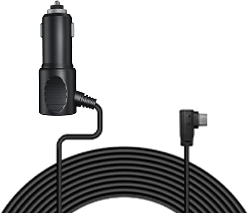 GKU Dash Cam Cigarette Lighter Charger, USB-C Car Charger 12V/24V to 5V/3A with Extra USB-A Port, 3.2M Long Power Cable for GKU Dashcams and Phones, Car Dash Camera Charger Adapter