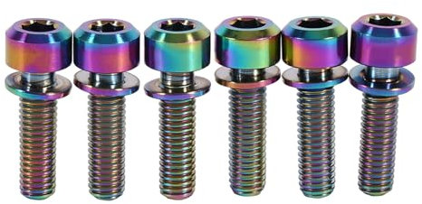 Yctze 6pcs Alloy M5x18mm Bolts Screw with Washers Set for Mountain Bike Bicycle Stem, BMX, MTB Brake Caliper Parts, M5x20mm, Water Bottle Cage Bolts (#2)