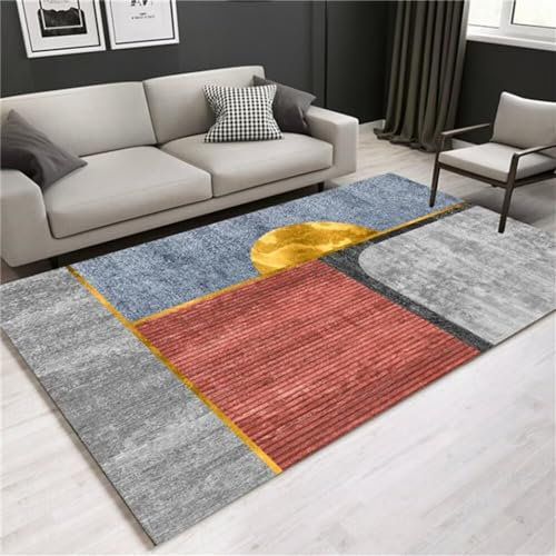 RUGMRZ Kinderteppiche Mädchen Teppich Flur grau rot klassisch unregelmäßiges geometrisches Design Wohnzimmerteppich pflegeleicht Schöne Teppich 60X90CM