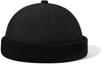 CLAPE Docker Cap Herren Sommer Seemannsmütze Wasserdicht Cap Ohne Schirm Leicht Ultradünn Hafenmütze Verstellbar Beanie Brimless Hat Black WBBH2401