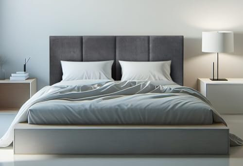DecorQUALITY Cabecero de Cama Granada - Cabezal Tapizado Acolchado de Tela Antimanchas - Cabecero Premium Dormitorio (Gris Marengo 135x70)