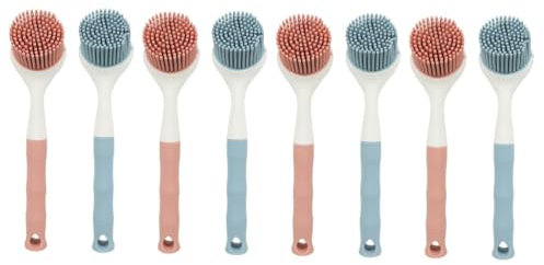 Beavorty 8piezas Cepillos De Cocina para Fregar Platos Escobilla De Limpieza De Mango Cepillo Multiusos para Sartenes y Utensilios De Cocina Rosa Azul