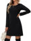 Tanmolo Kleid Damen Elegant Knielang Langarm Rundhals Freizeitkleid Herbst und Winter (Schwarz XL)