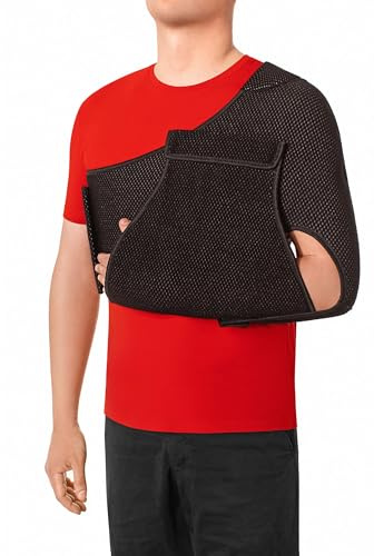 MEK Schulterbandage & Armschlinge (Gilchristverband) - Medizinprodukt aus der EU - Schulter Immobilisator zur Ruhigstellung bei Luxation, OP & Bruch - Links & Rechts, Damen/Herren, 4005 Schwarz (M)