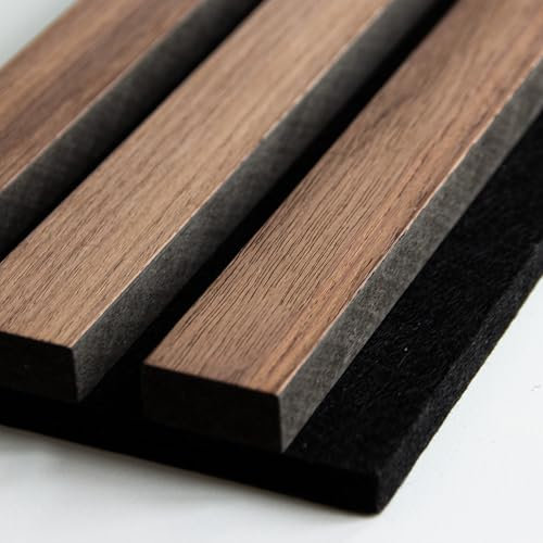 Akustikpaneele Walnuss | Holzoptik Wandpaneele in verschiedenen Formaten | Wandpaneele aus Holzfurnier und Filz (400 x 2400 mm)