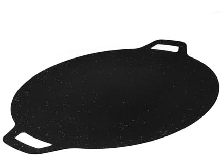 ROMISBABA Plancha Redonda Antiadherente para Estufa Portátil 32 Cm para Barbacoa Al Aire Libre, Sartén para Camping Multifuncional Compatible Hornillo, Acero Hierro Fundido, Uso Picnic y Barbacoas
