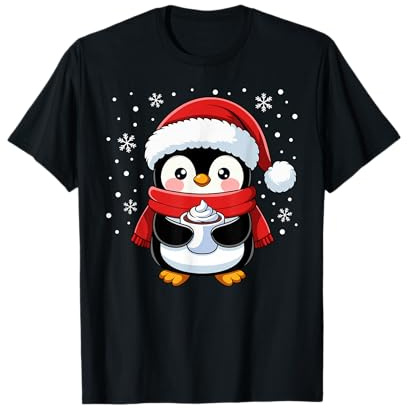 Pingouin Noël Père Noël Mignon Pingouin Amour Animal T-Shirt